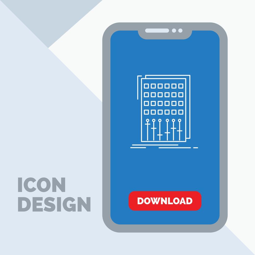 Audio. control. mix. mixer. studio Line Icon in Mobile for Download Page vector