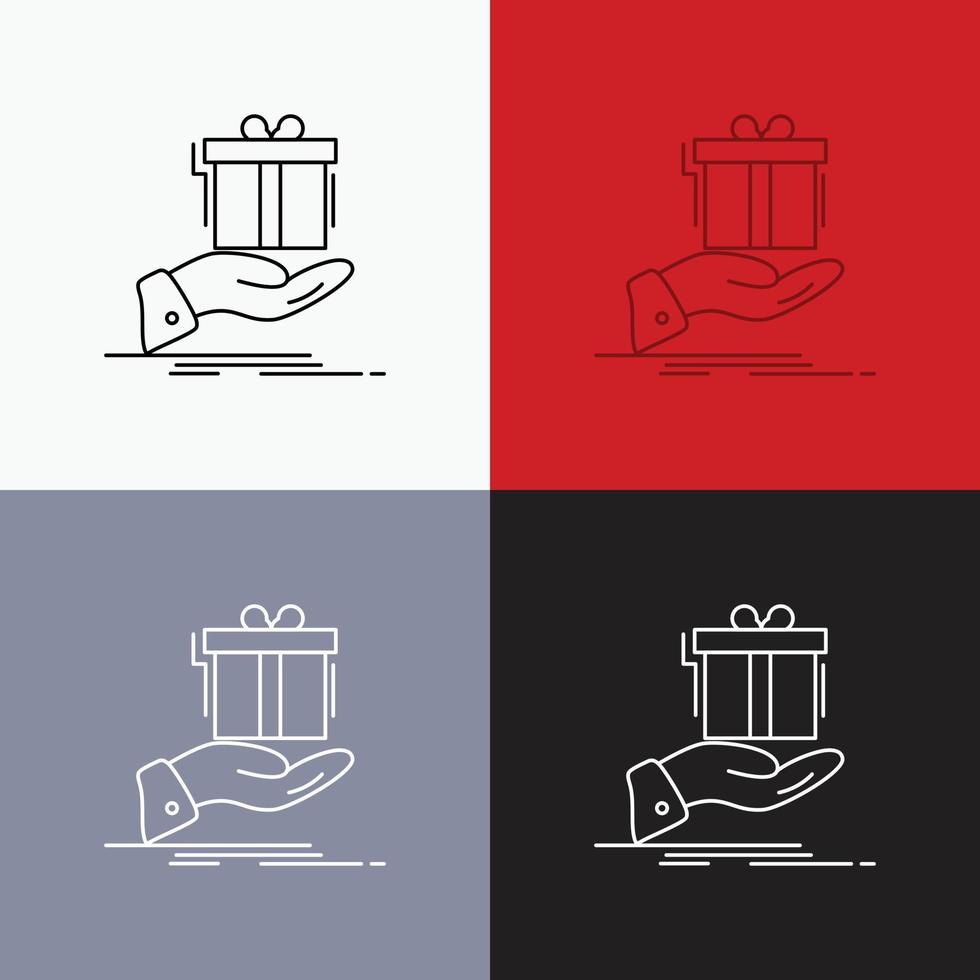 regalo. sorpresa. solución. ocurrencia. icono de cumpleaños sobre varios antecedentes. diseño de estilo de línea. diseñado para web y aplicación. eps 10 ilustración vectorial vector