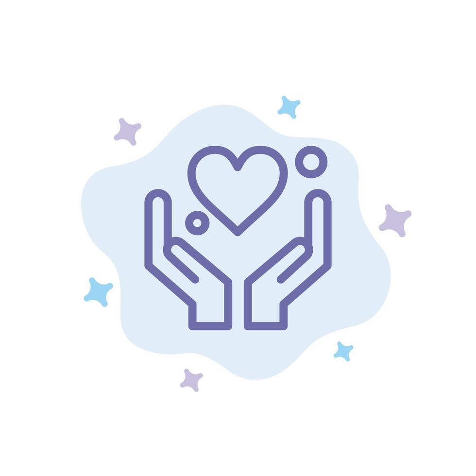 Hand Heart Love Motivation Blue Icon on Abstract Cloud Background vector