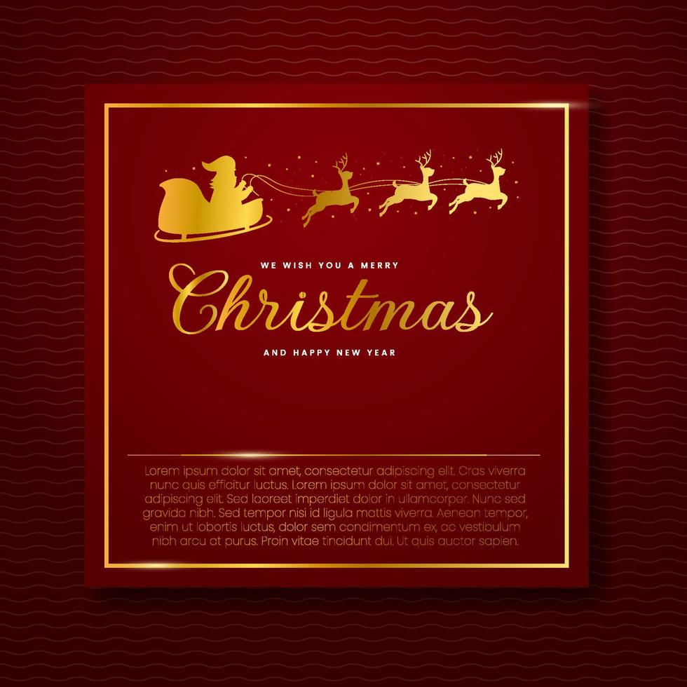 Santa Claus Driving in a Sledge. Elegant Premium Merry Christmas greeting card. vector
