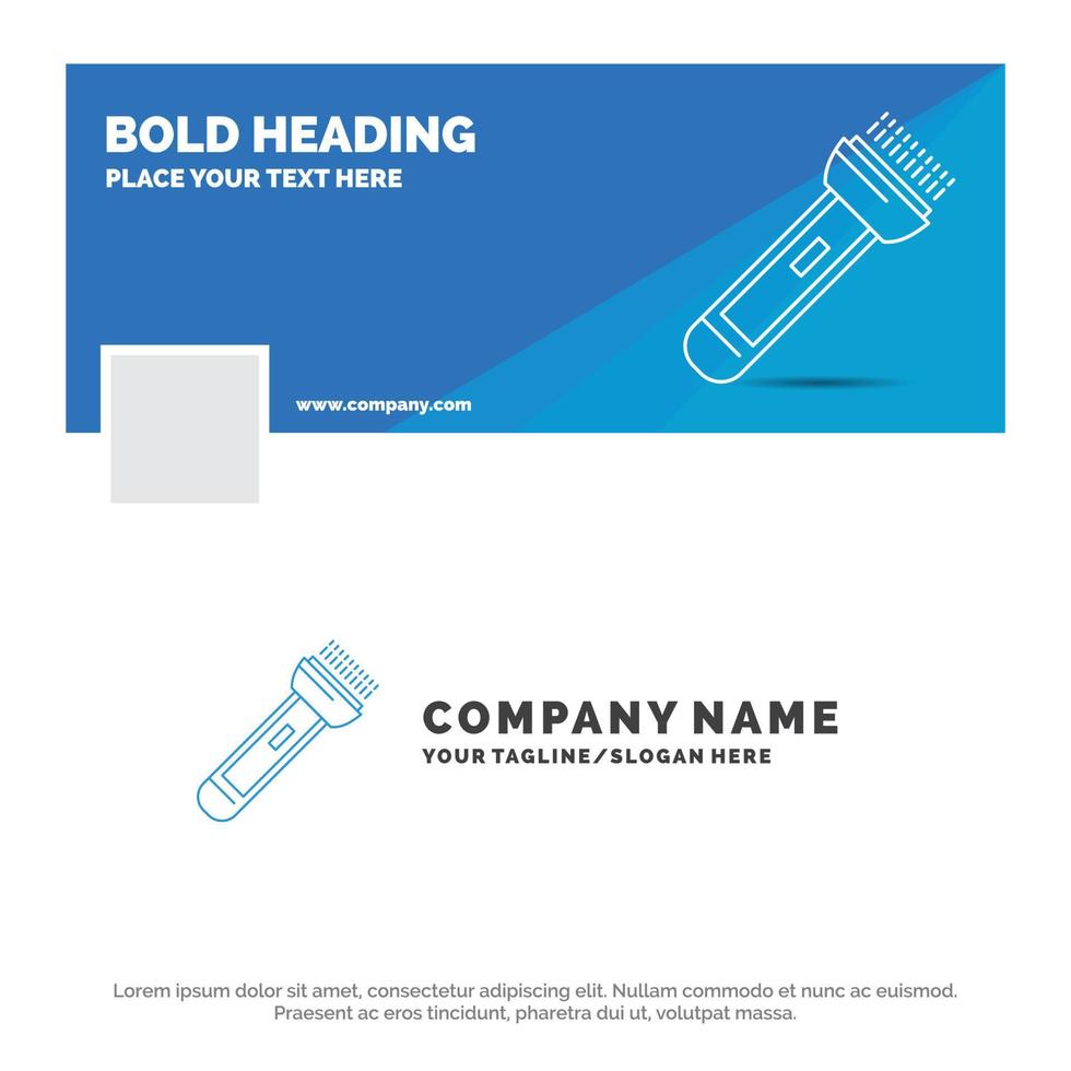 Blue Business Logo Template for torch. light. flash. camping. hiking. Facebook Timeline Banner Design. vector web banner background illustration