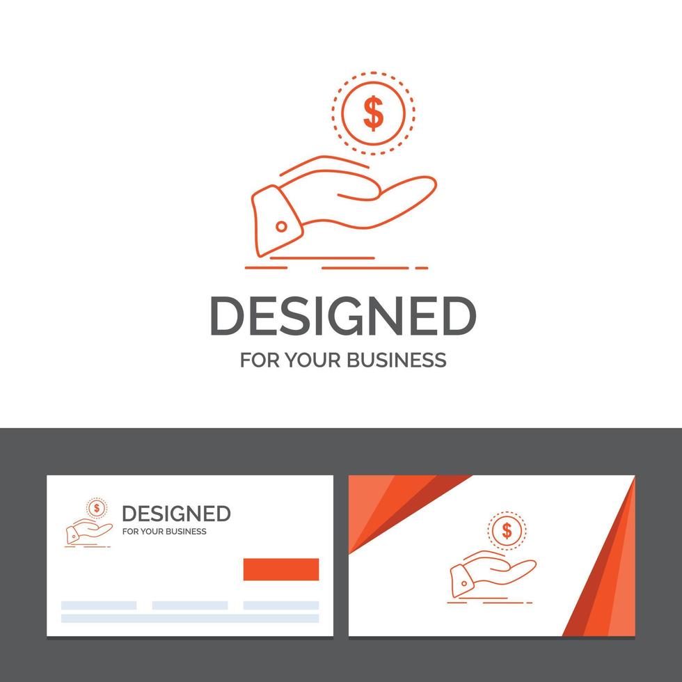 Business logo template for help. cash out. debt. finance. loan. Orange Visiting Cards with Brand logo template vector