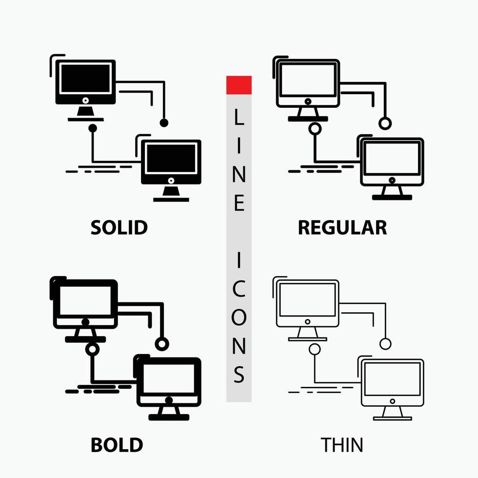 local. lan. connection. sync. computer Icon in Thin. Regular. Bold Line and Glyph Style. Vector illustration