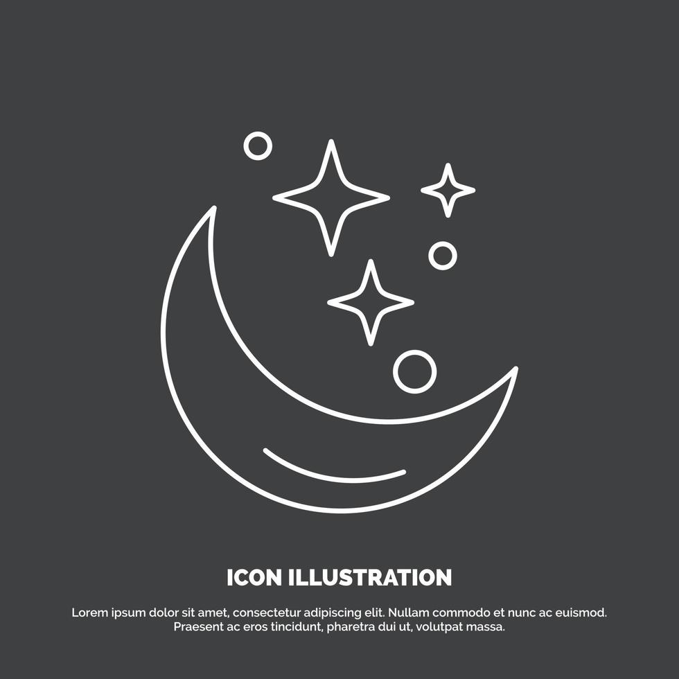 Moon. Night. star. weather. space Icon. Line vector symbol for UI and UX. website or mobile application