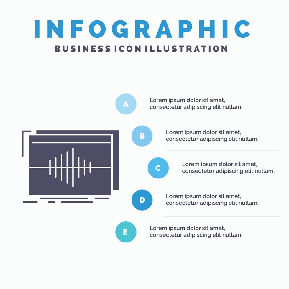 Audio. frequency. hertz. sequence. wave Infographics Template for Website and Presentation. GLyph Gray icon with Blue infographic style vector illustration.