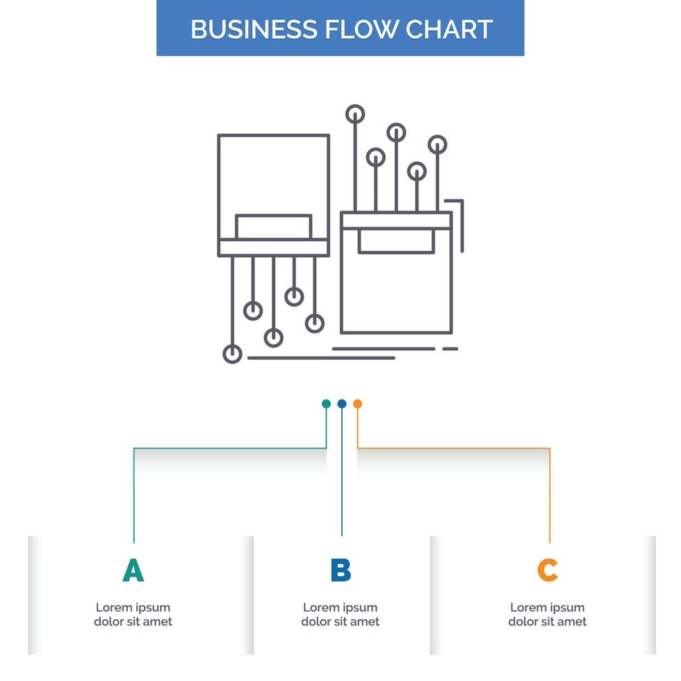 digital. fiber. electronic. lane. cable Business Flow Chart Design with 3 Steps. Line Icon For Presentation Background Template Place for text vector