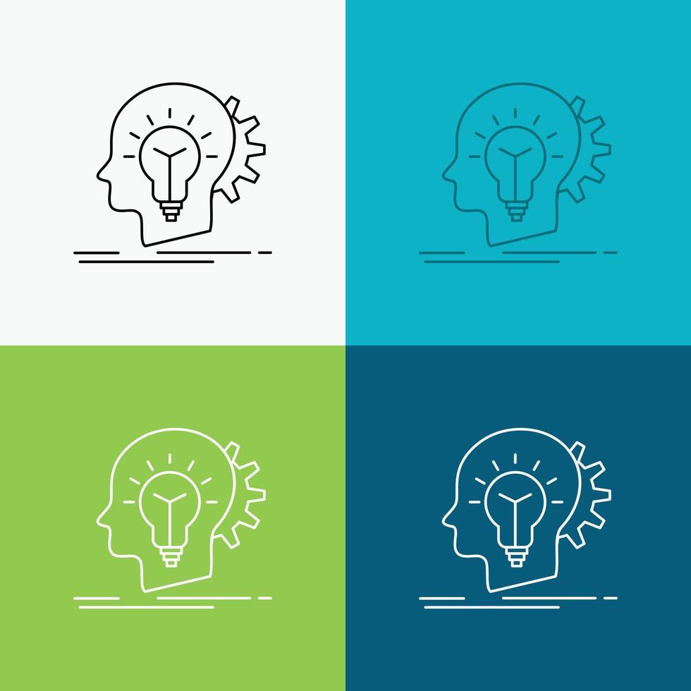 creative. creativity. head. idea. thinking Icon Over Various Background. Line style design. designed for web and app. Eps 10 vector illustration