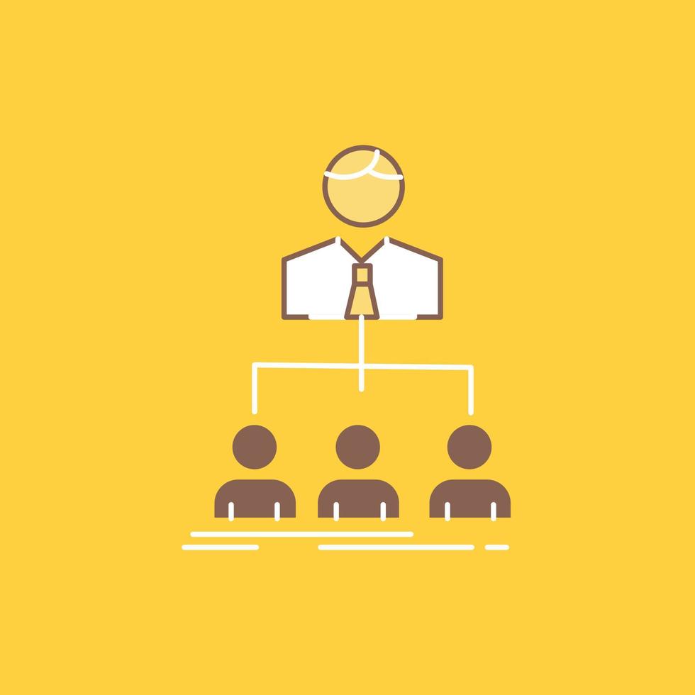 team. teamwork. organization. group. company Flat Line Filled Icon. Beautiful Logo button over yellow background for UI and UX. website or mobile application vector
