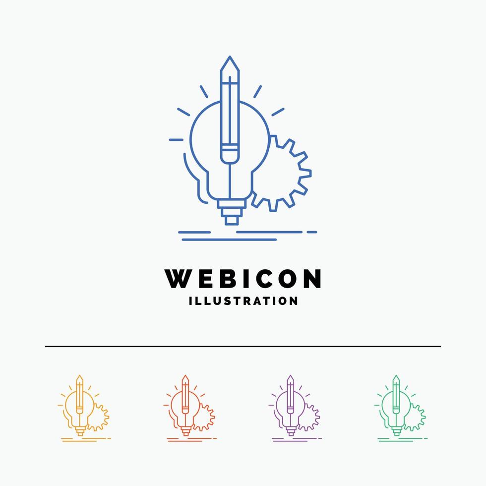 Idea. insight. key. lamp. lightbulb 5 Color Line Web Icon Template isolated on white. Vector illustration