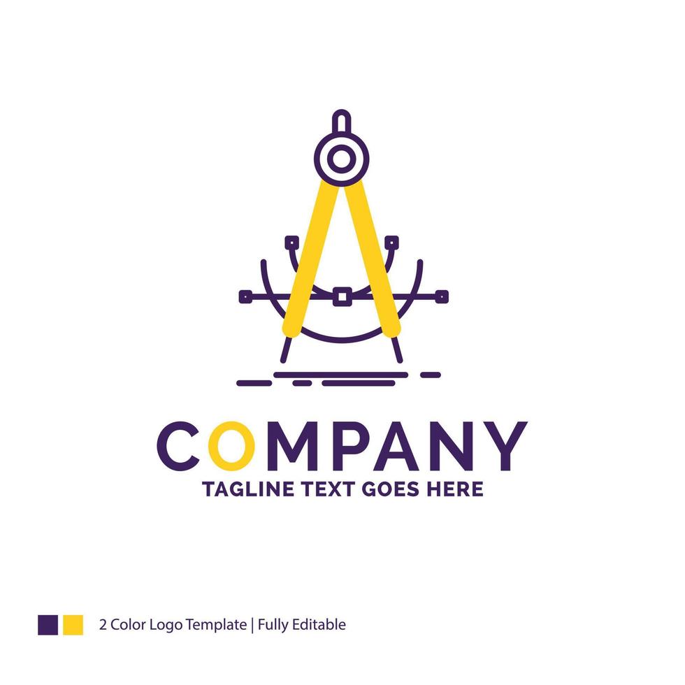 Company Name Logo Design For Precision. accure. geometry. compass. measurement. Purple and yellow Brand Name Design with place for Tagline. Creative Logo template for Small and Large Business. vector