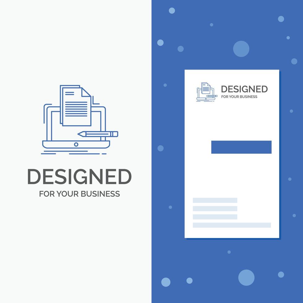 Business Logo for Coder. coding. computer. list. paper. Vertical Blue Business .Visiting Card template vector
