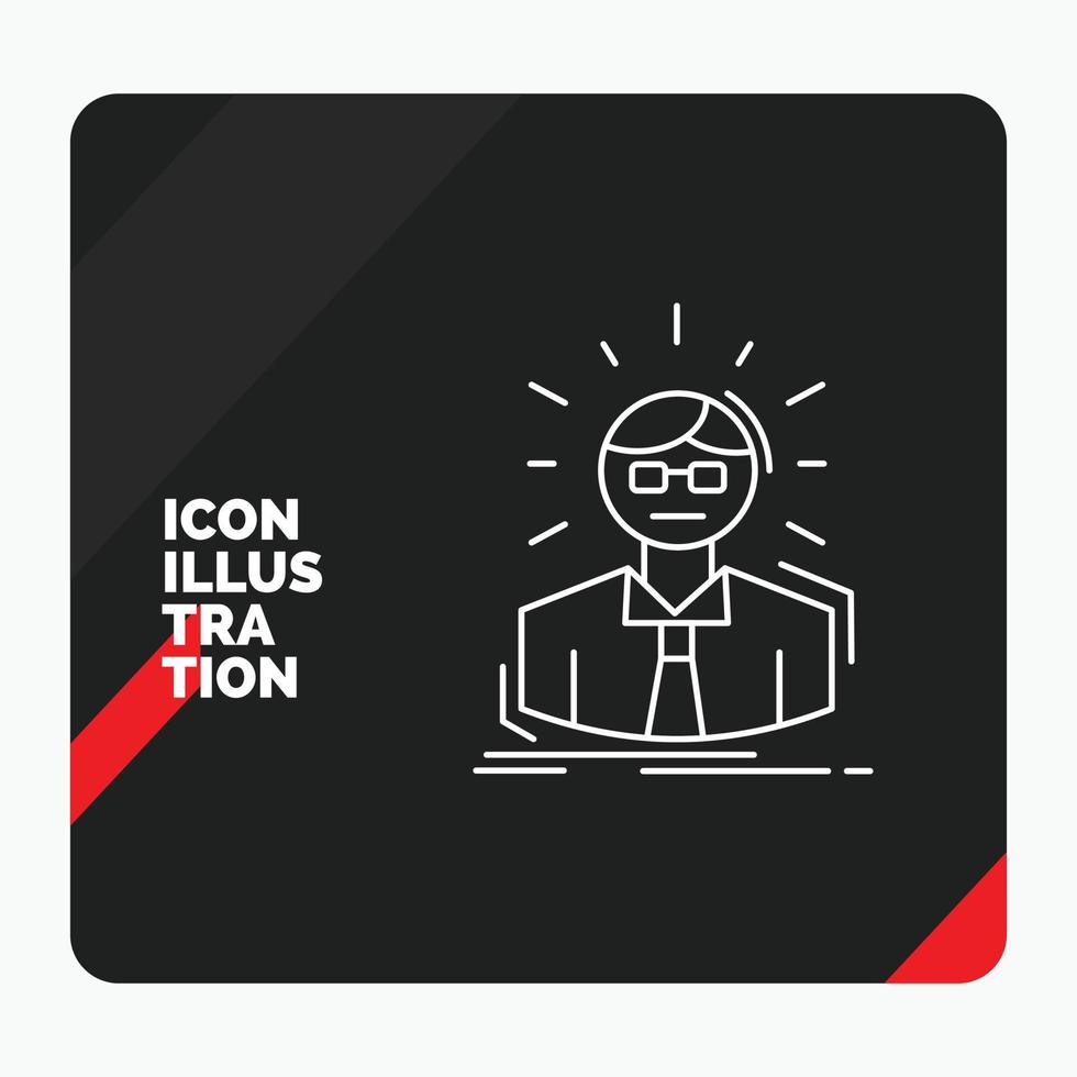 Red and Black Creative presentation Background for Manager. Employee. Doctor. Person. Business Man Line Icon vector