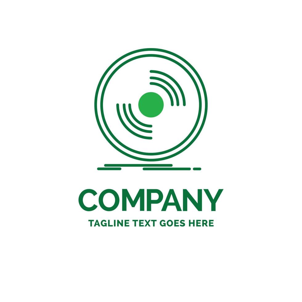 Disc. dj. phonograph. record. vinyl Flat Business Logo template. Creative Green Brand Name Design. vector