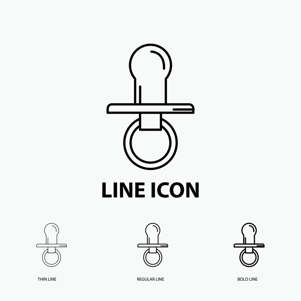 nipple. baby. dummy. pacifier. kids Icon in Thin. Regular and Bold Line Style. Vector illustration