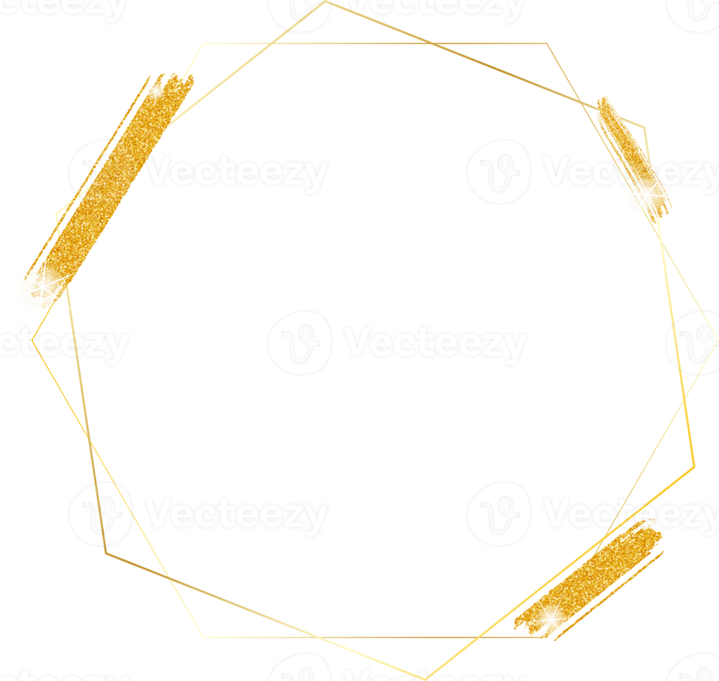 gold glitter hexagon frame png