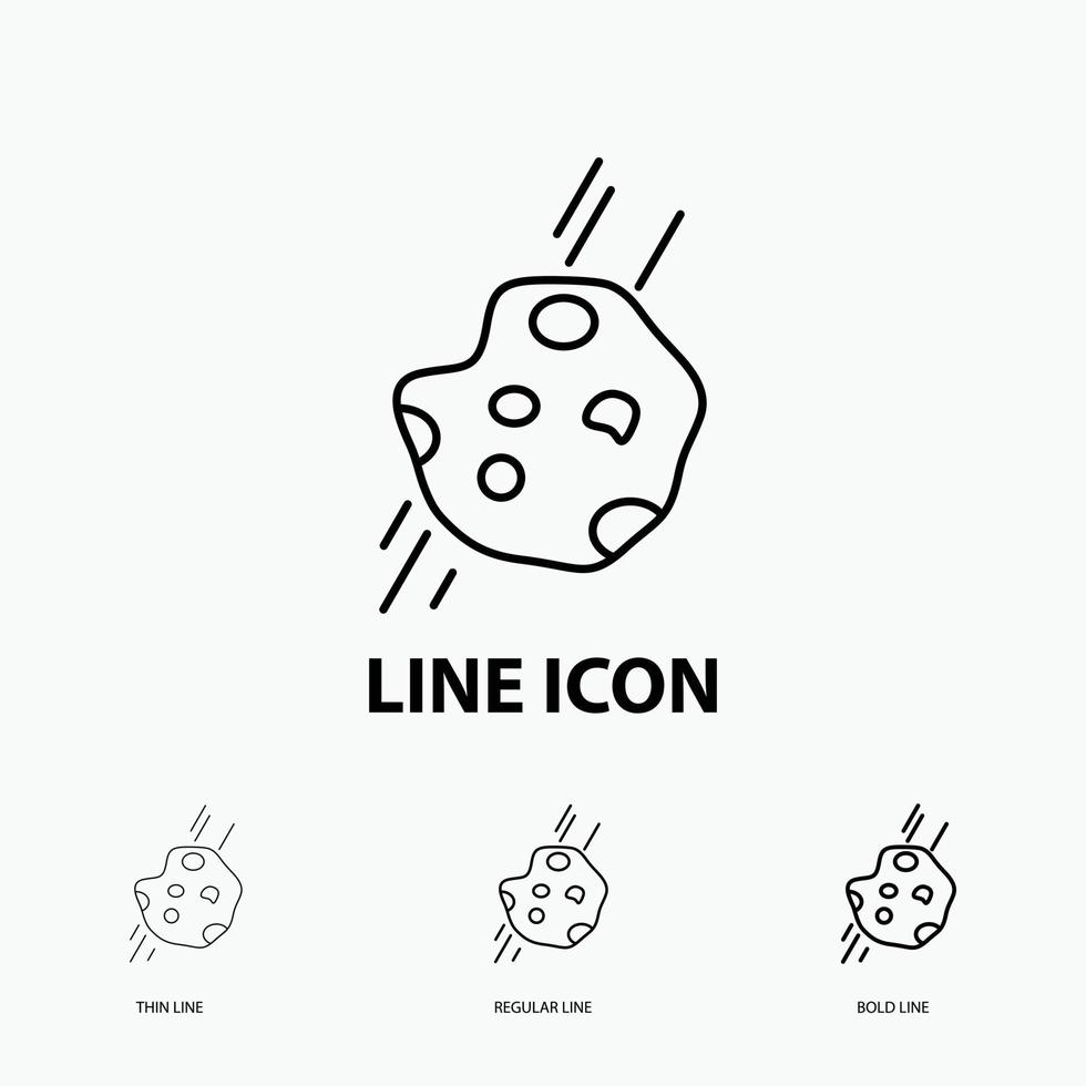 Asteroid. astronomy. meteor. space. comet Icon in Thin. Regular and Bold Line Style. Vector illustration