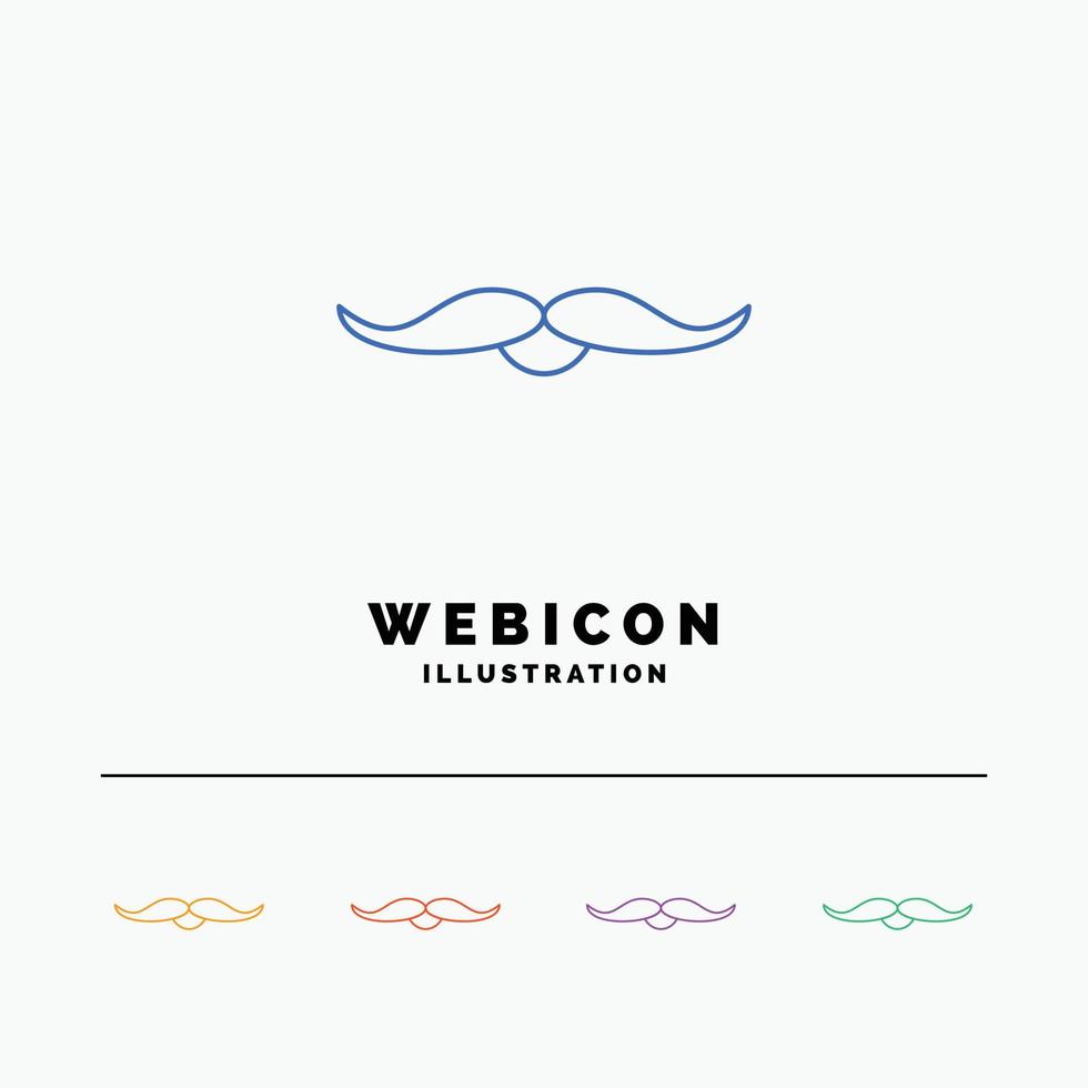 bigote. inconformista. movimiento masculino. plantilla de icono web de línea de color de 5 hombres aislada en blanco. ilustración vectorial vector