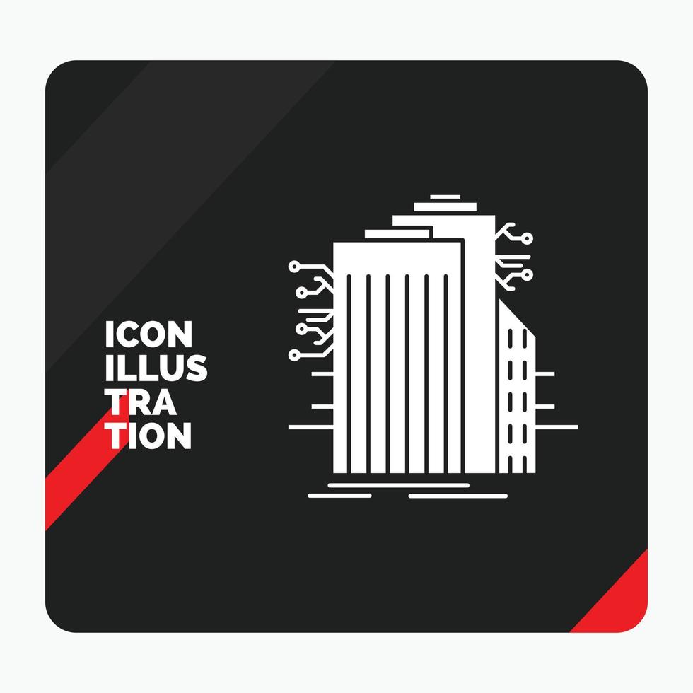 Red and Black Creative presentation Background for Building. Technology. Smart City. Connected. internet Glyph Icon vector