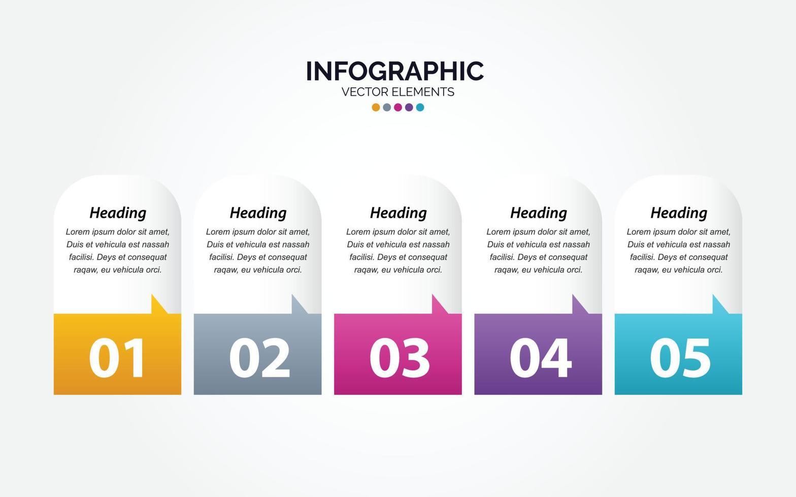 5 Step useful banners for Horizontal Infographic vector