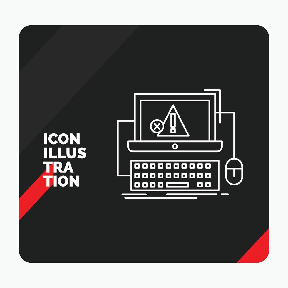 Red and Black Creative presentation Background for Computer. crash. error. failure. system Line Icon vector