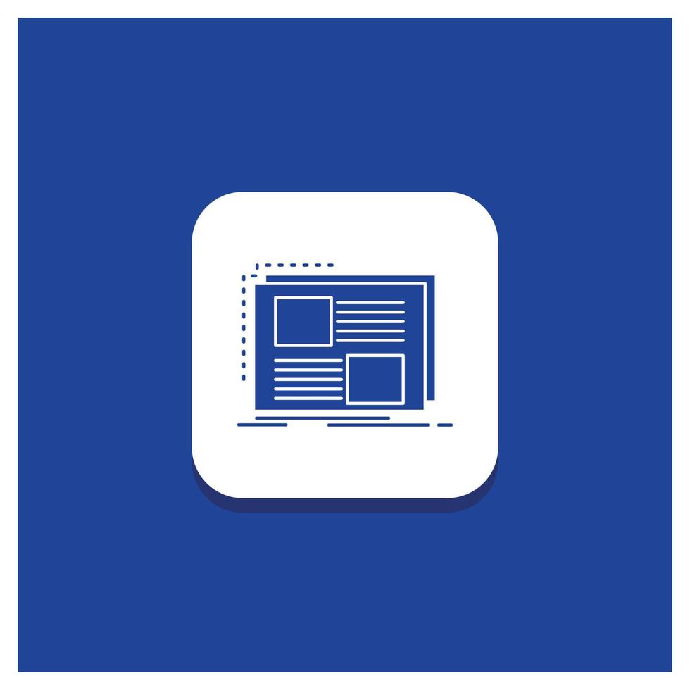 Blue Round Button for Content. design. frame. page. text Glyph icon vector