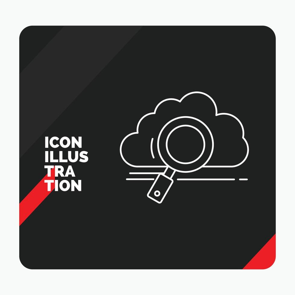 Red and Black Creative presentation Background for cloud. search. storage. technology. computing Line Icon vector