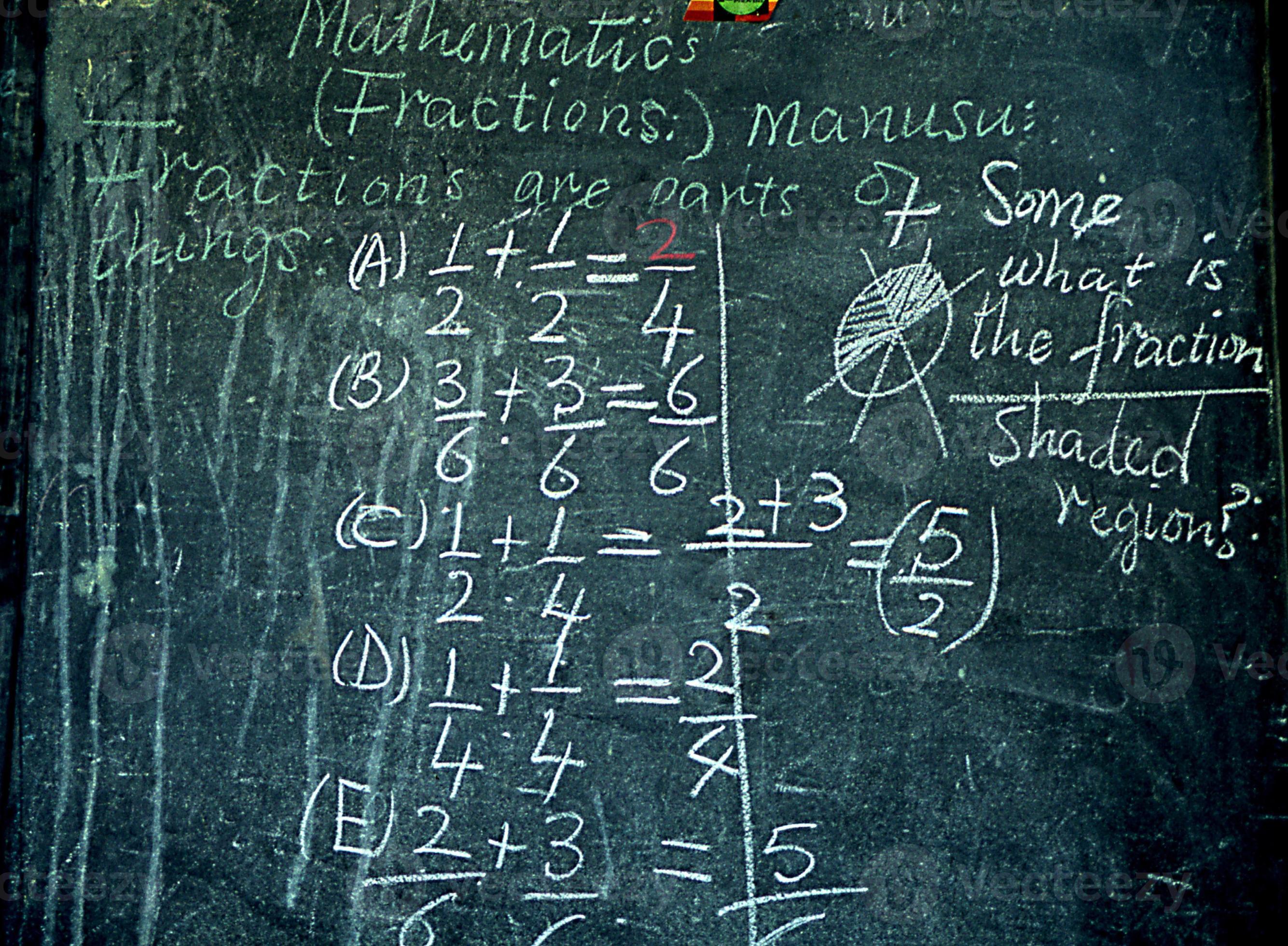 green chalkboard in african school with math problems 12958569 Stock