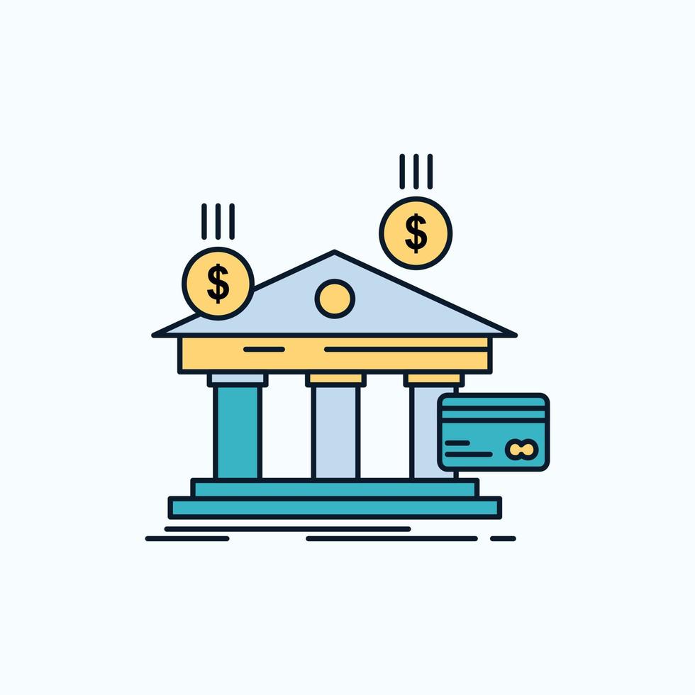 bank. payments. banking. financial. money Flat Icon. green and Yellow sign and symbols for website and Mobile appliation. vector illustration