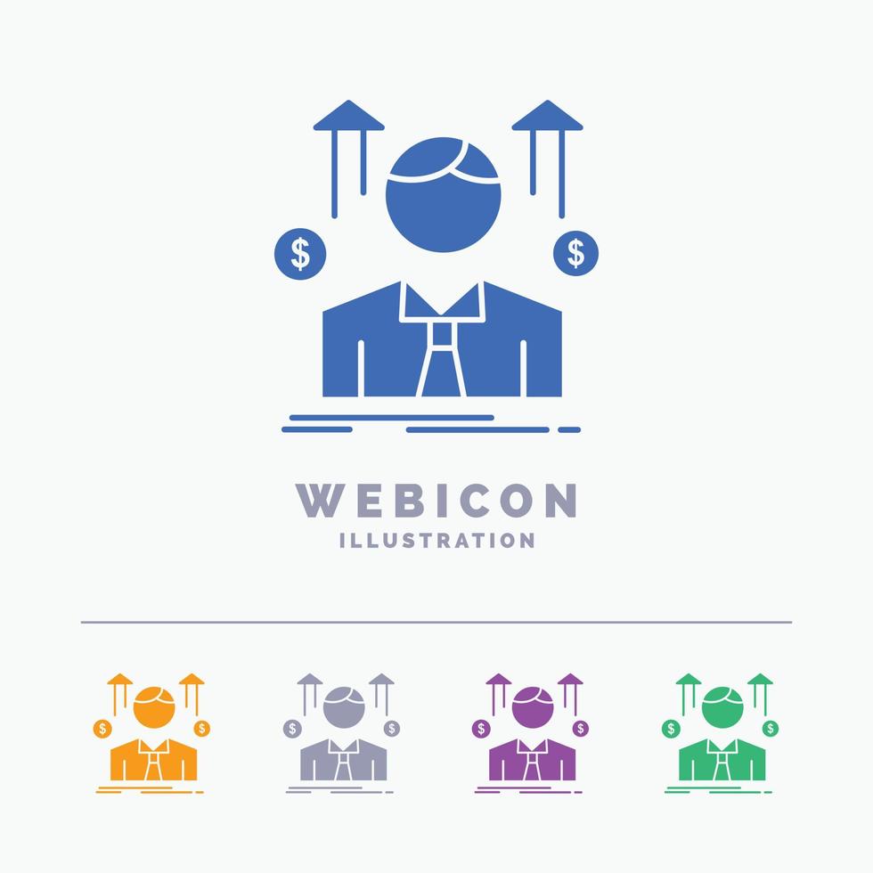 Business. man. avatar. employee. sales man 5 Color Glyph Web Icon Template isolated on white. Vector illustration