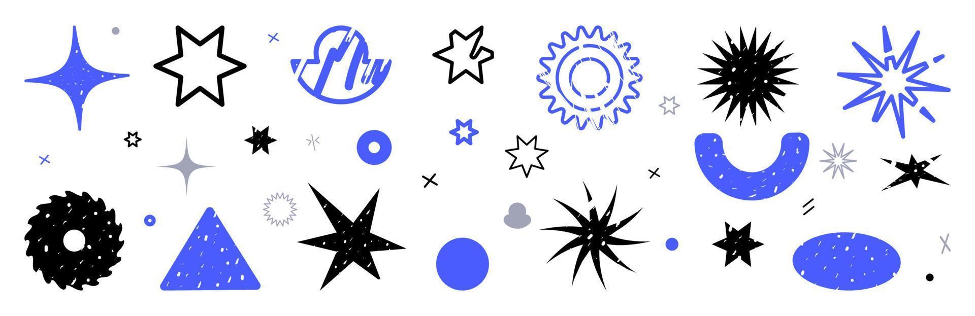 A variety of scribble gunge figures and shapes. Hand drawn vector set.