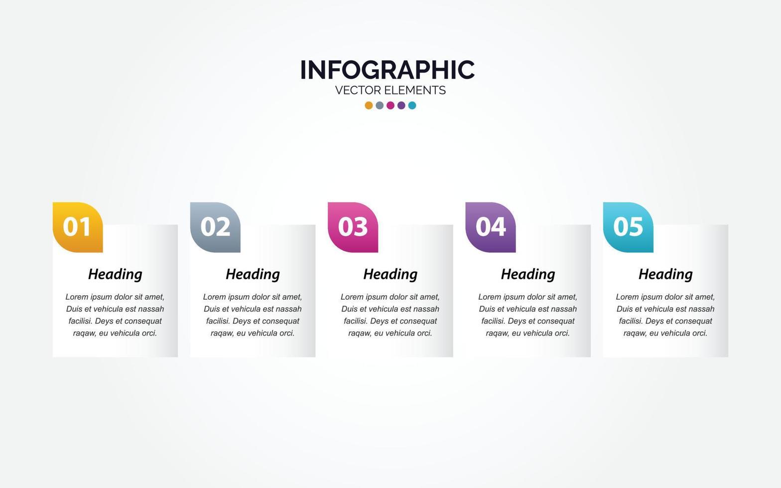 5 step business Horizontal Infographic template vector