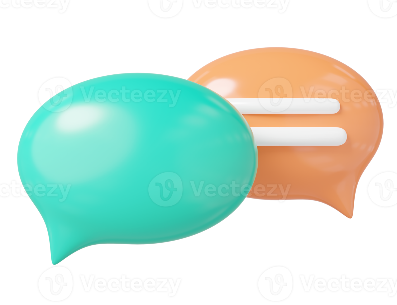 3d Chat bubble icon. Glossy speech balloon symbol on transparent. Social media messages box. Comment text cloud icon for website. Talk online support concept. Cartoon icon minimal smooth. 3d rendering png