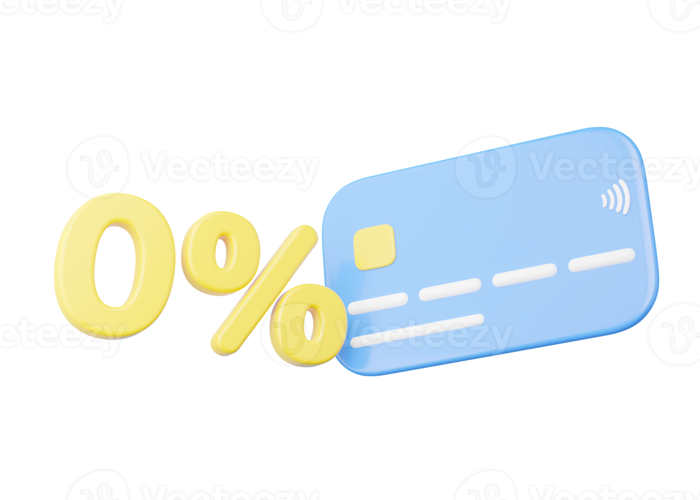 3D Credit card with 0 percent interest installment mockup floating isolated on transparent. Online payment. Digital marketing. E commerce. Withdraw money. Easy shopping. Cartoon icon smooth. 3d render png