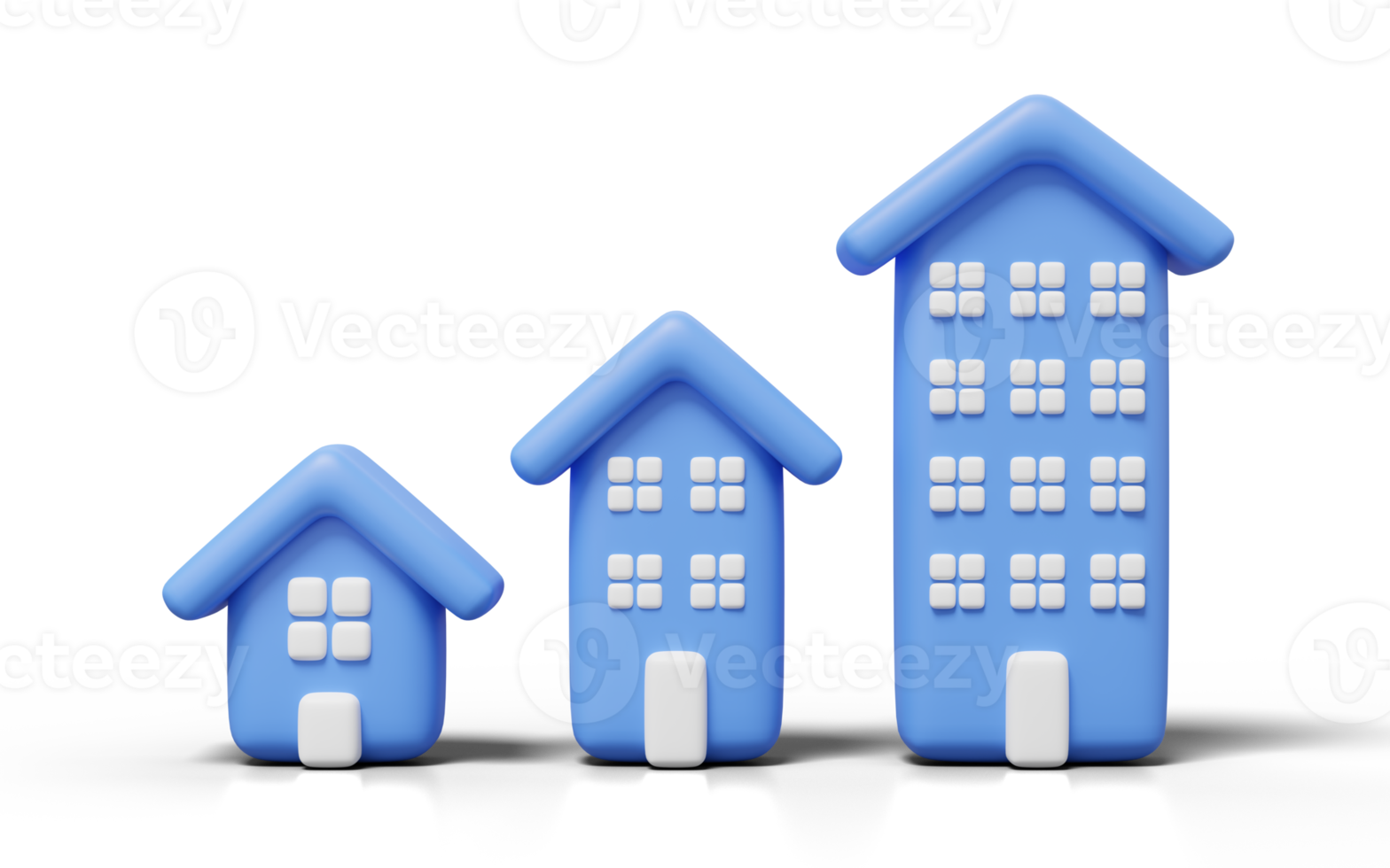 3d Mockup arrow up, home, building, condo on transparent. Business financial investment growth. Rising house value graph concept. Cartoon icon minimal smooth style. 3d render illustration. png