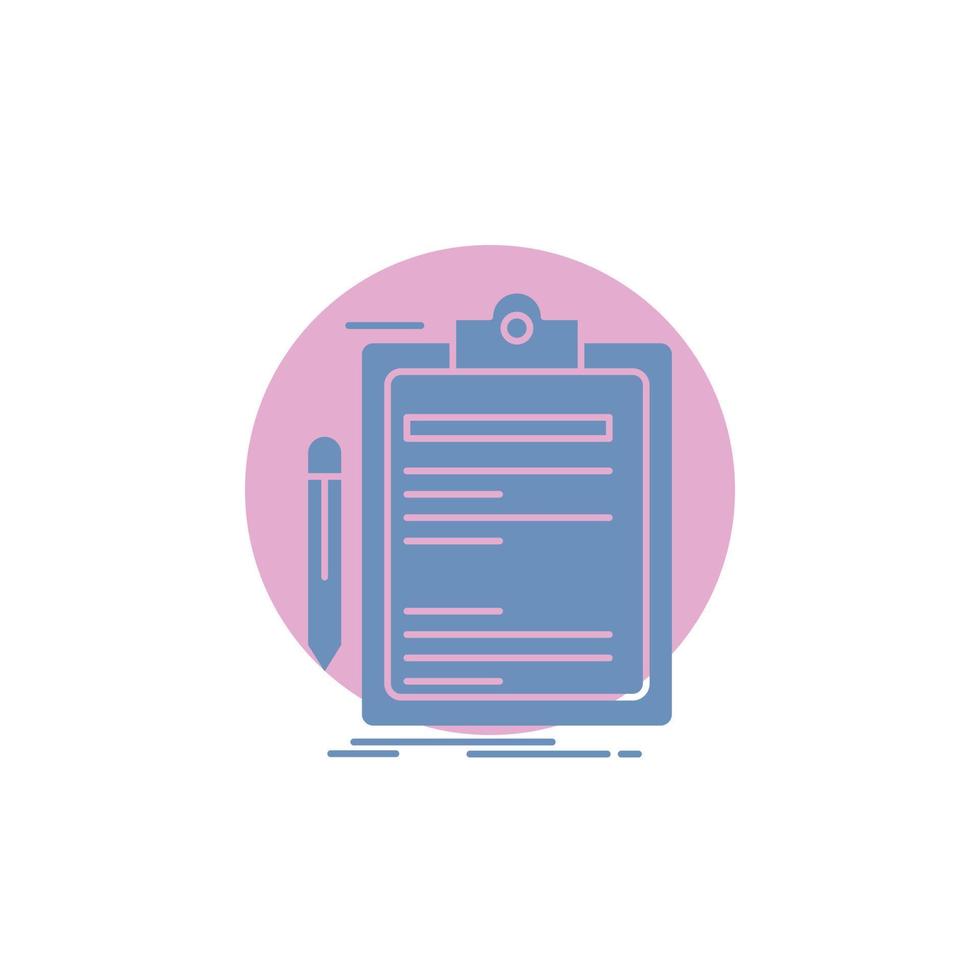 Contract. check. Business. done. clip board Glyph Icon. vector