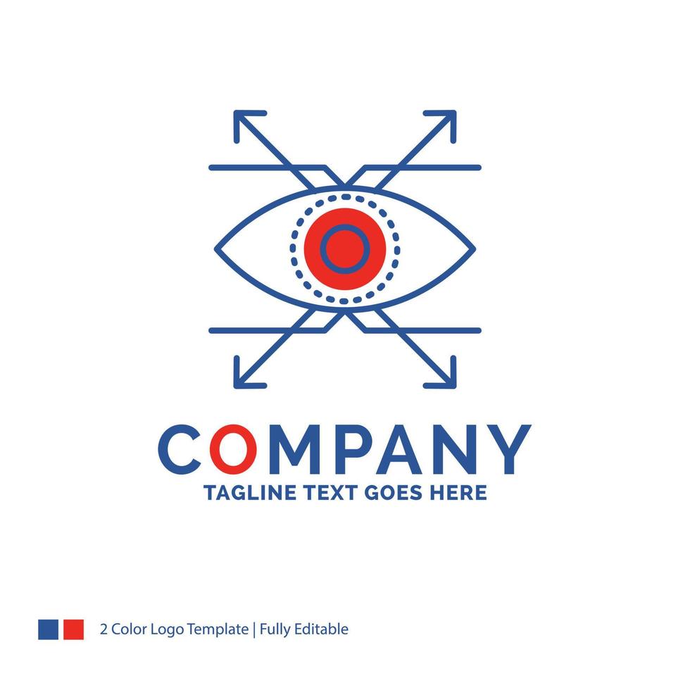 Company Name Logo Design For Business. eye. look. vision. Blue and red Brand Name Design with place for Tagline. Abstract Creative Logo template for Small and Large Business. vector