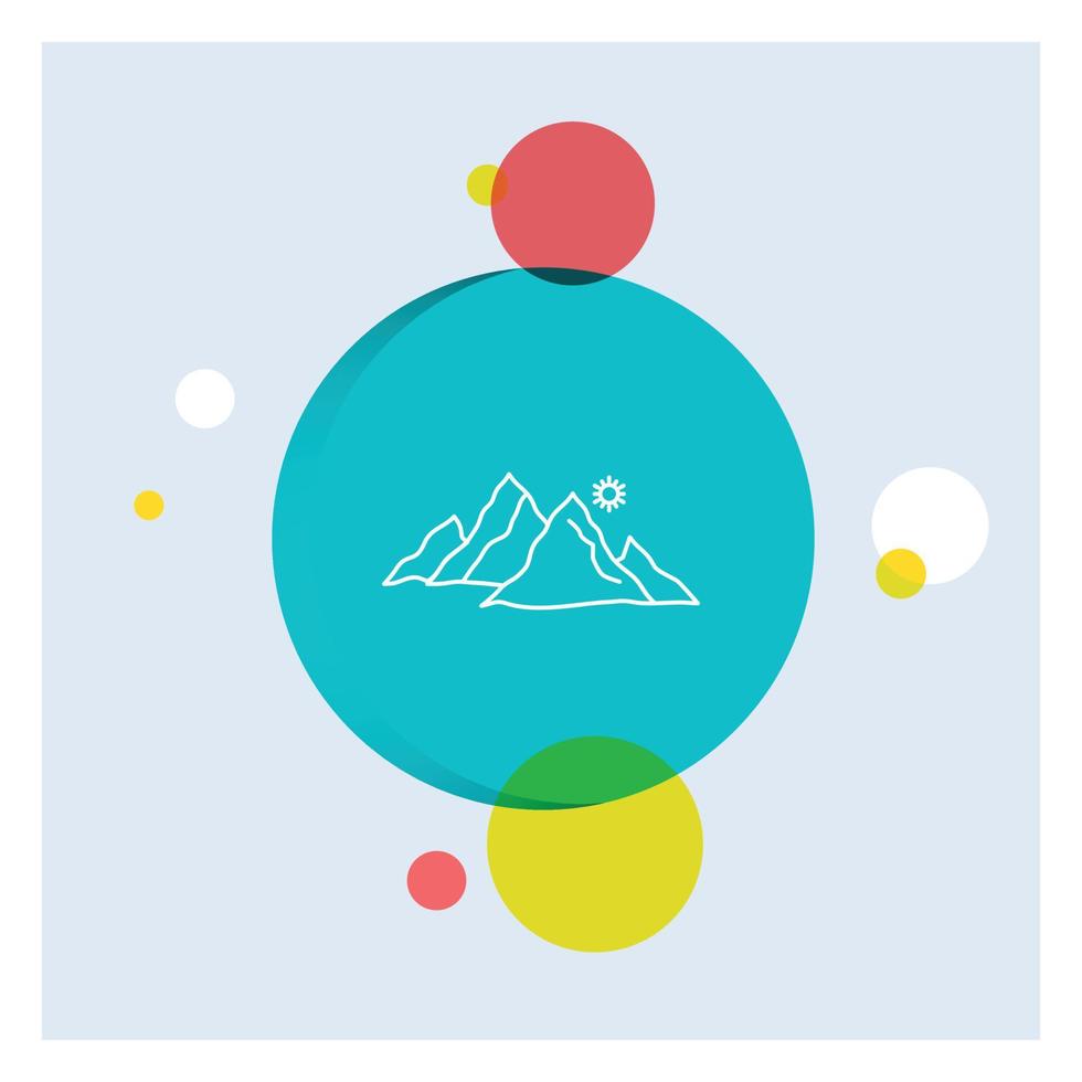 mountain. landscape. hill. nature. sun White Line Icon colorful Circle Background vector