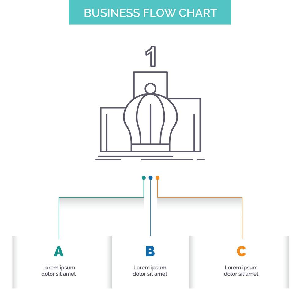 Crown. king. leadership. monarchy. royal Business Flow Chart Design with 3 Steps. Line Icon For Presentation Background Template Place for text vector