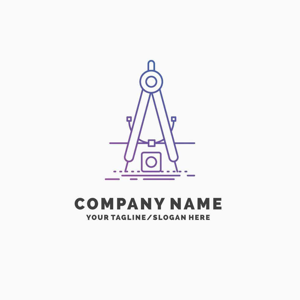 Design. measure. product. refinement. Development Purple Business Logo Template. Place for Tagline vector