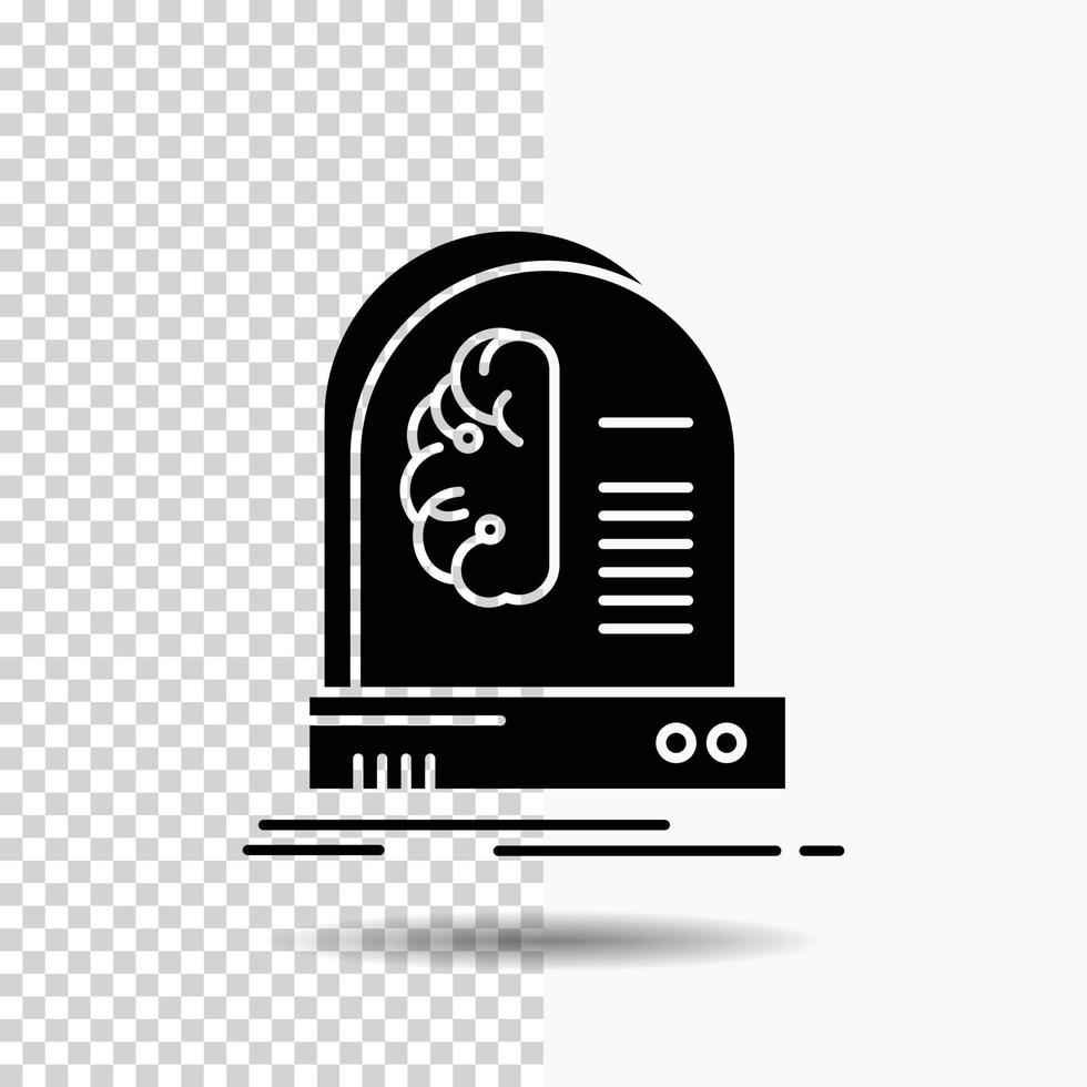 Ai. brain. future. intelligence. machine Glyph Icon on Transparent Background. Black Icon vector