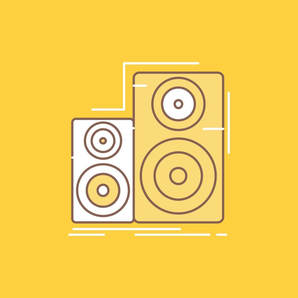 Audio. hifi. monitor. speaker. studio Flat Line Filled Icon. Beautiful Logo button over yellow background for UI and UX. website or mobile application vector