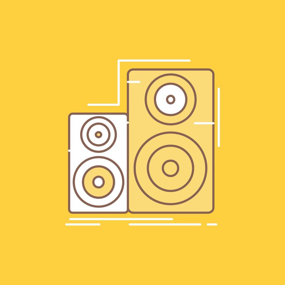 Audio. hifi. monitor. speaker. studio Flat Line Filled Icon. Beautiful Logo button over yellow background for UI and UX. website or mobile application vector