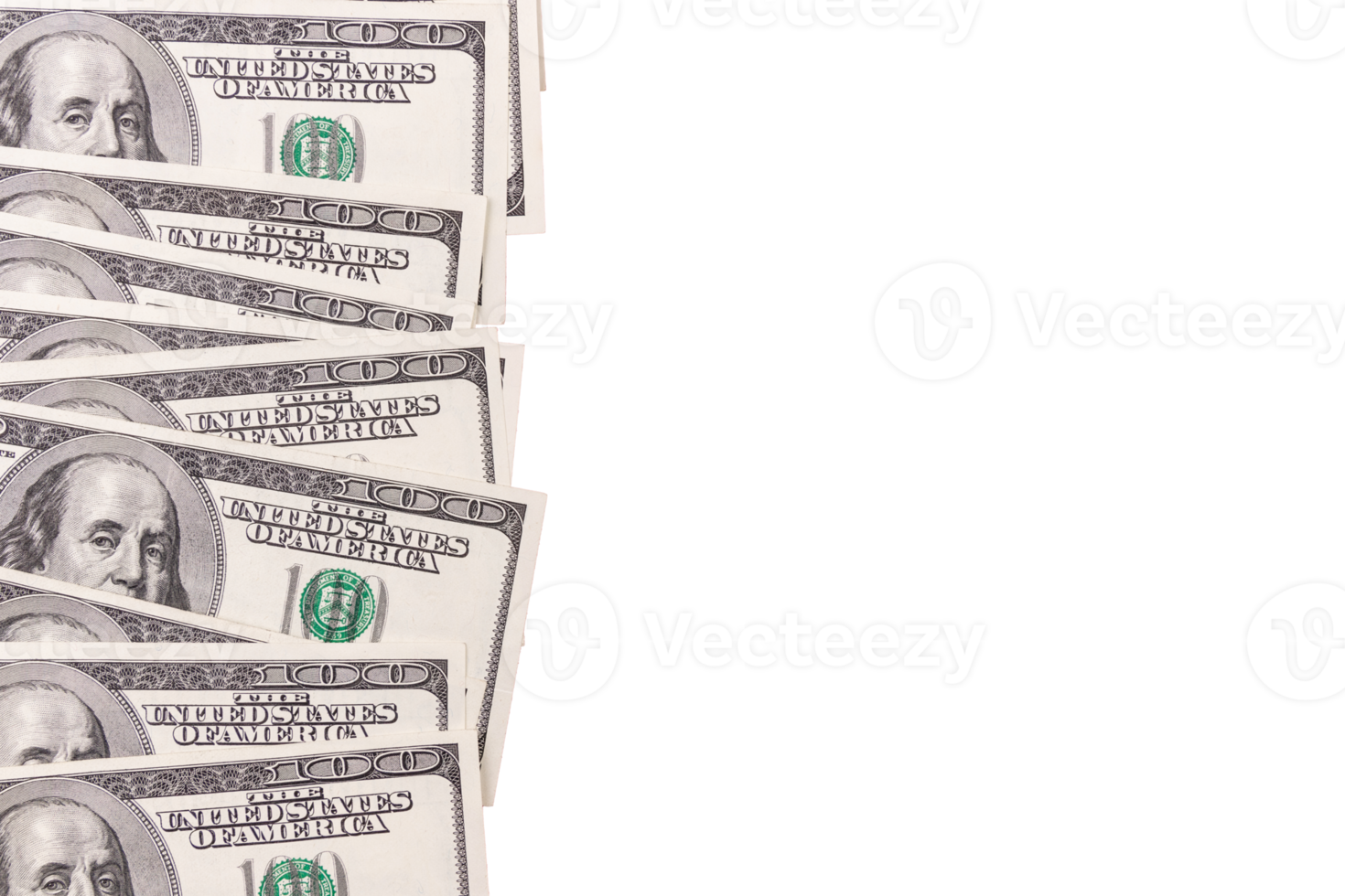 Paper money, US dollars. Transparent background. PNG. png