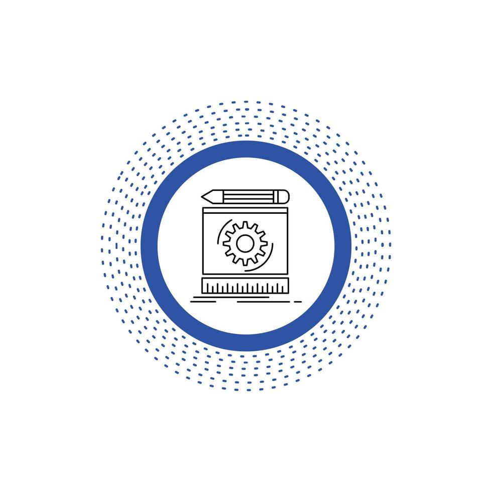 Draft. engineering. process. prototype. prototyping Line Icon. Vector isolated illustration