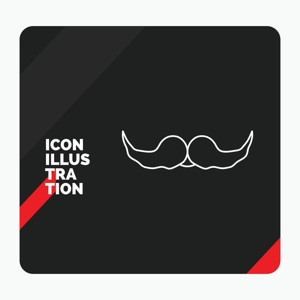 Red and Black Creative presentation Background for moustache. Hipster. movember. male. men Line Icon vector