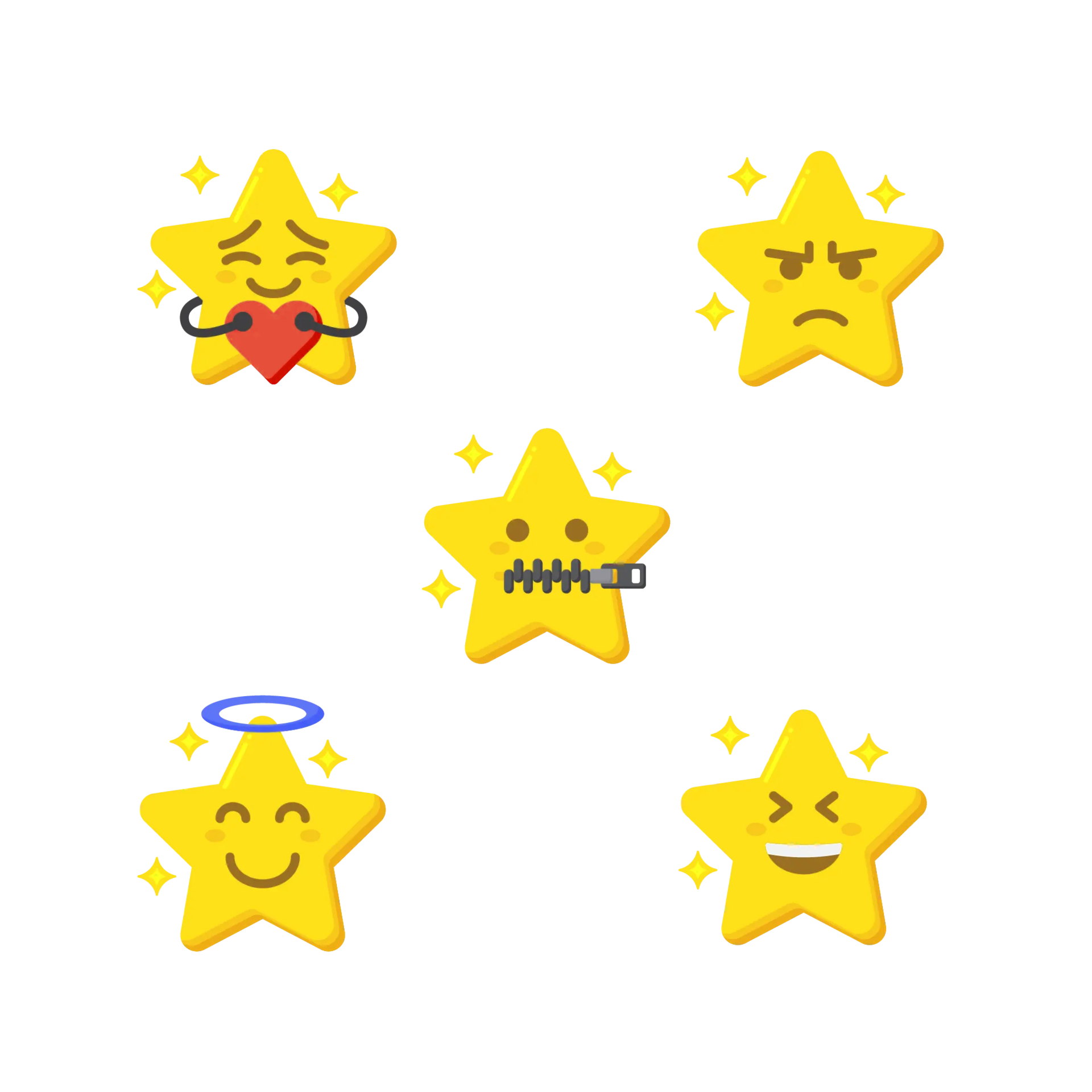 Cute star emoji set 12959042 PNG