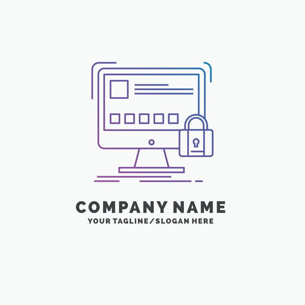 protect. protection. lock. safety. secure Purple Business Logo Template. Place for Tagline vector