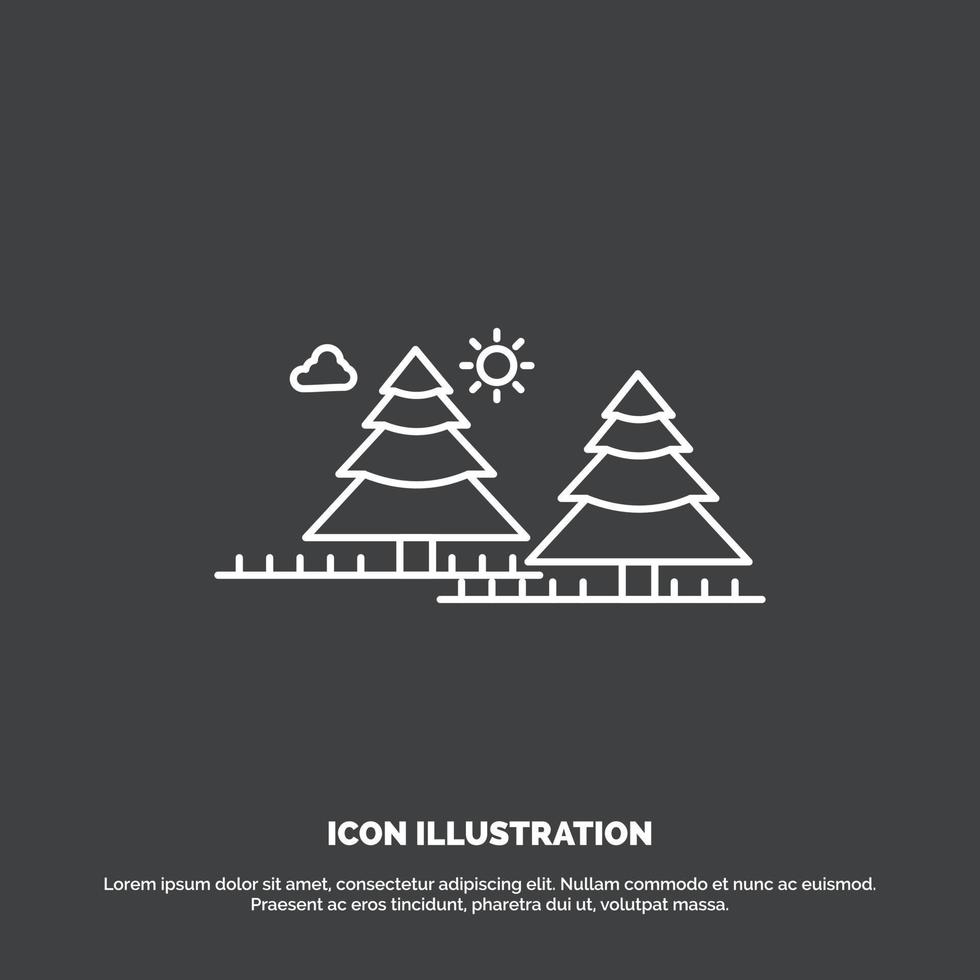 forest. camping. jungle. tree. pines Icon. Line vector symbol for UI and UX. website or mobile application