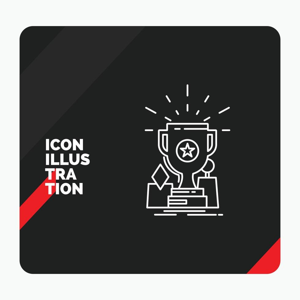 Red and Black Creative presentation Background for Achievement. award. cup. prize. trophy Line Icon vector