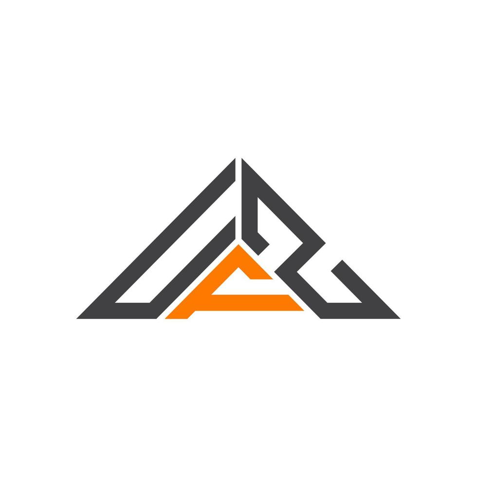 Diseño creativo del logotipo de la letra ufz con gráfico vectorial, logotipo simple y moderno de ufz en forma de triángulo. vector